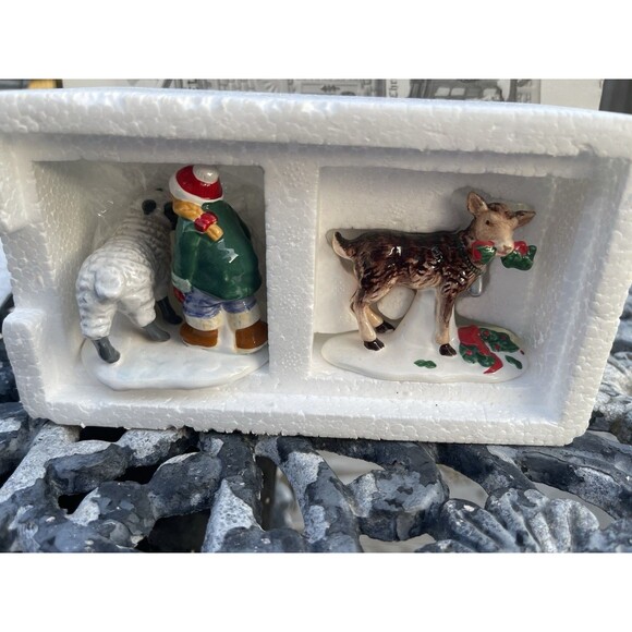 DEPT 56 - Snow Village Accessory "CHRISTMAS AT THE FARM " - Set of 2 Deer Lamb - Picture 1 of 6